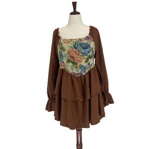 SHEIN Brown Floral Mini Dress